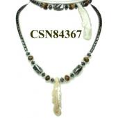 Shell Alligator Pendant Hematite Beads Stone Chain Choker Fashion Women Necklace